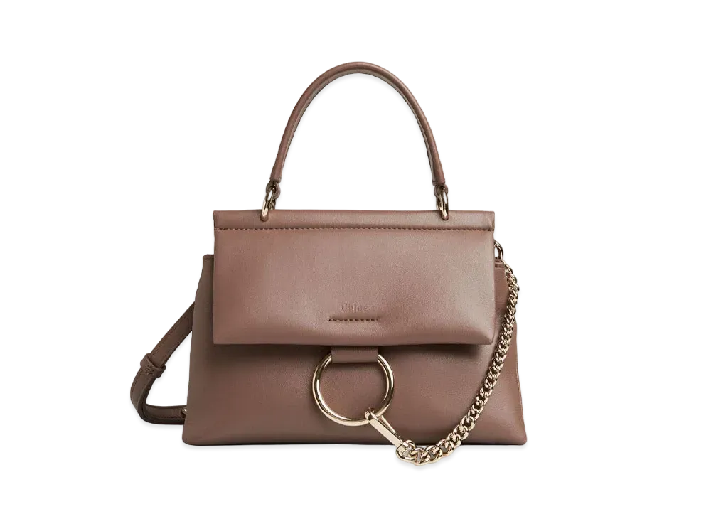 Chloe Small Faye Soft Top Handle Bag In Supple Lambskin "Taupe"