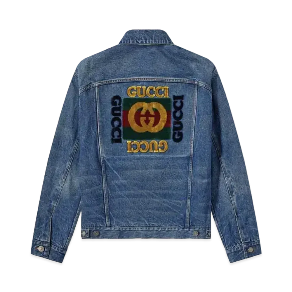 GUCCI Velvet Logo Denim Jacket "Blue"