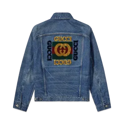 GUCCI Velvet Logo Denim Jacket "Blue"
