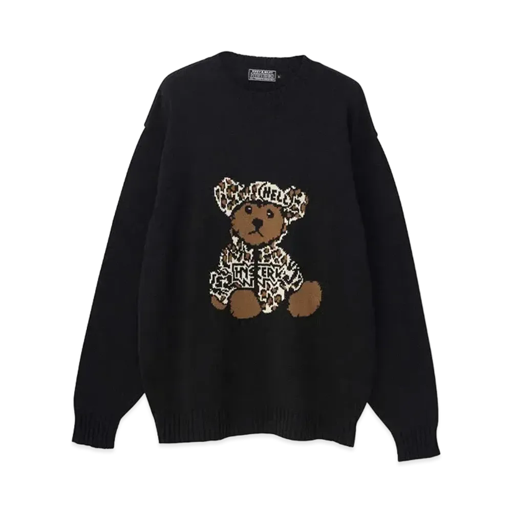 HYSTERIC GLAMOUR Bear Panther Jacquard Sweater "Black"