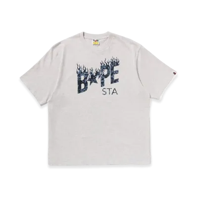 A BATHING APE Wild Leopard Pattern Bape Sta Logo Relaxed Fit Tee "Gray"