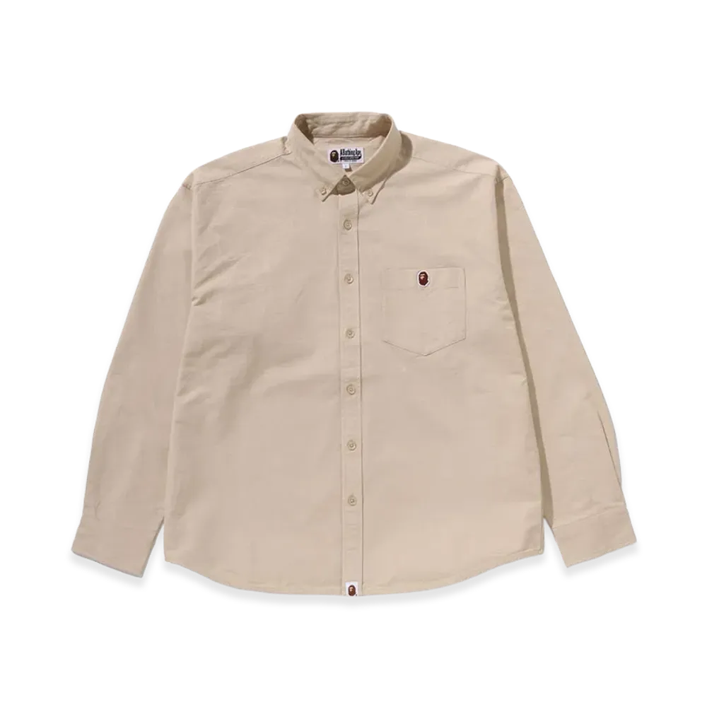 A BATHING APE One Point Line Camo Jacquard Oxford LS Shirt "Beige"