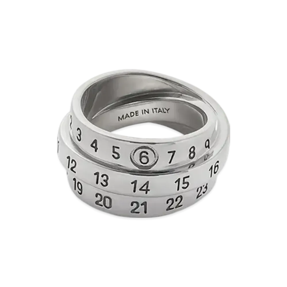 MM6 Maison Margiela Triple Logo Numeric Signature Ring "Silver"