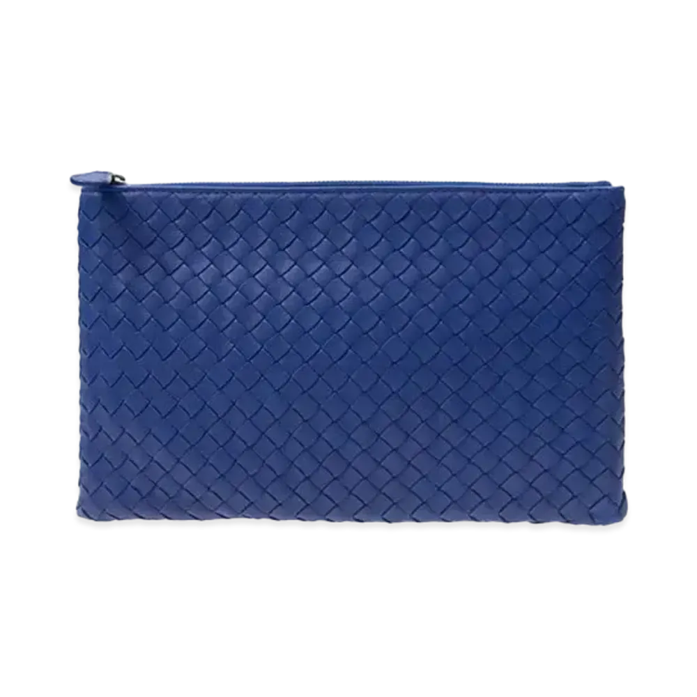 Bottega Veneta Lambskin Clutch Bag "Blue"