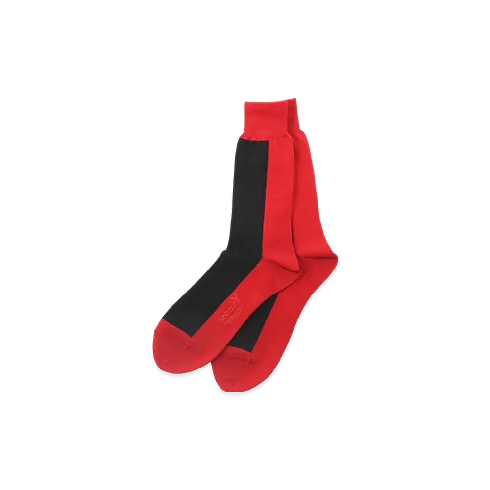 Ground Y Front And Back Two Color Socks "Red/Black"