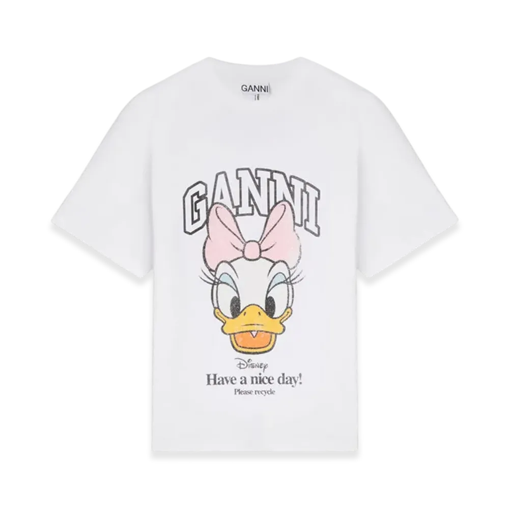 GANNI x Disney Daisy Duck White Printed T-Shirt "Bright White"