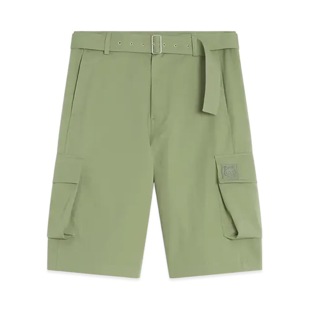 Maison Kitsune Belted Cargo Bermuda "Turf Green"