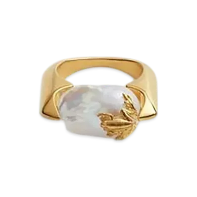 Bottega Veneta Rana Pearl Ring "White"