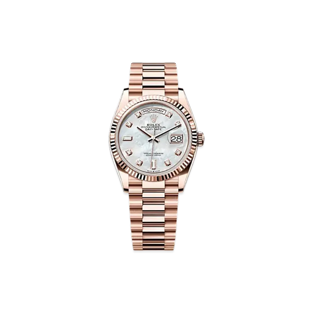 ROLEX Day-Date 36mm Everose Gold 128235 "White Mother-of-Pearl"