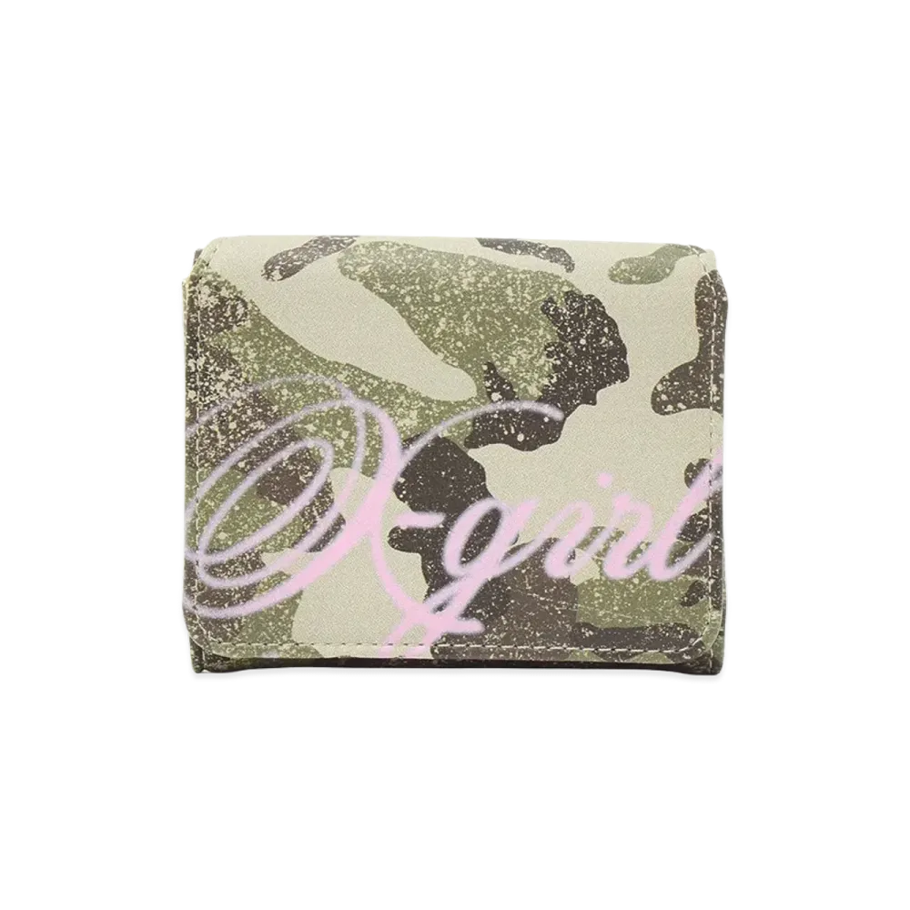 X-Girl Women's Spray Script Logo Mini Wallet "Camo"