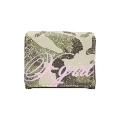 X-Girl Women's Spray Script Logo Mini Wallet "Camo"