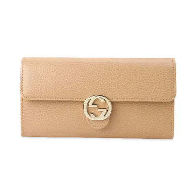 GUCCI GG Interlocking Bi-fold Long Wallet "Camel"