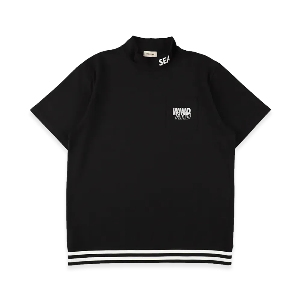 WIND AND SEA S/S Mock Neck Logo Knit "Black"