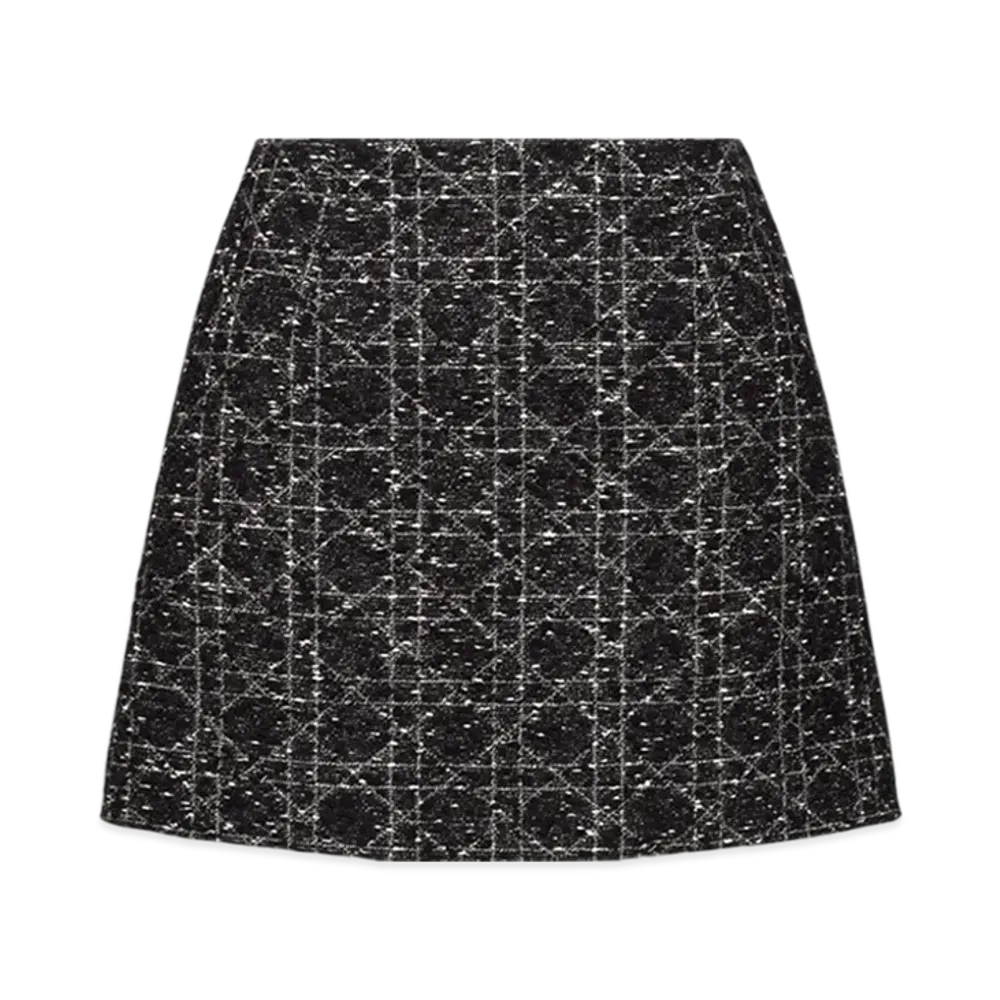 Dior Women's Macrocannage Mini Skirt Technical Tweed "Black/White"