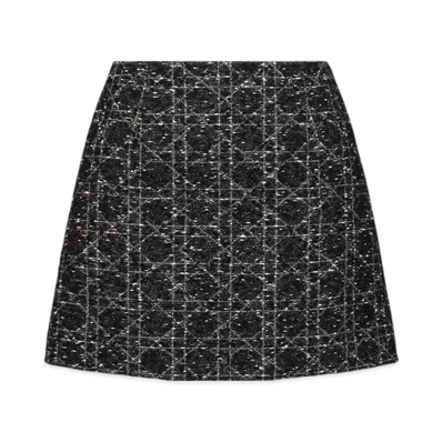 Dior Women's Macrocannage Mini Skirt Technical Tweed "Black/White"