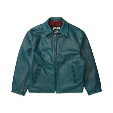 Supreme x Schott Leather Racer Jacket "Teal"