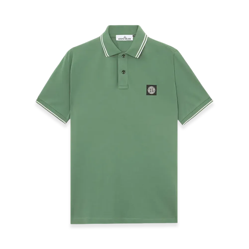 Stone Island 2SC18 Stretch Organic Cotton Pique Slim Fit S/S Polo Shirt - 24FW "Sage Green"