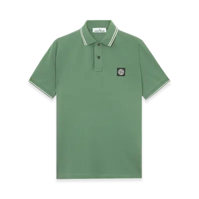 Stone Island 2SC18 Stretch Organic Cotton Pique Slim Fit S/S Polo Shirt - 24FW "Sage Green"