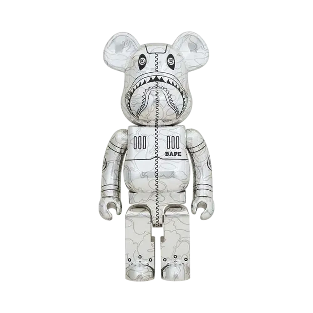 Bearbrick SORAYAMA × BAPE(R) CAMO SHARK 1000% SILVER