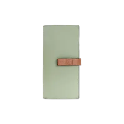 LOEWE Large Vertical Wallet In Grained Calfskin "Rosemary/Tan"