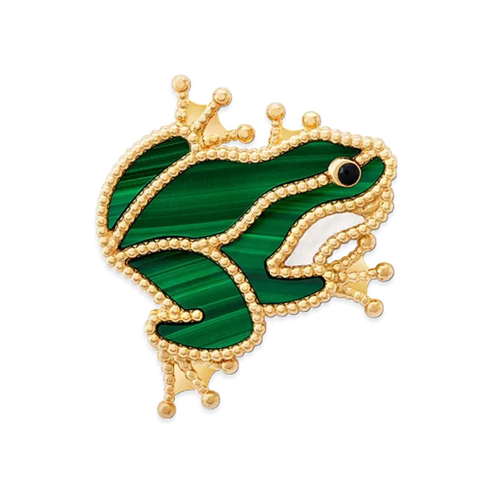 Van Cleef & Arpels Lucky Animals Frog clip "18K Yellow gold/Onyx/Mother-of-pearl/Malachite"