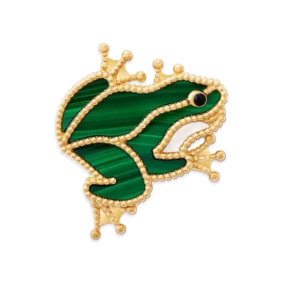 Van Cleef & Arpels Lucky Animals Frog clip "18K Yellow gold/Onyx/Mother-of-pearl/Malachite"