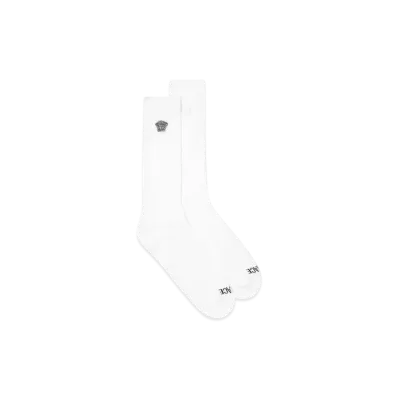 Versace Embroidered Medusa Ribbed Socks "Black/White"