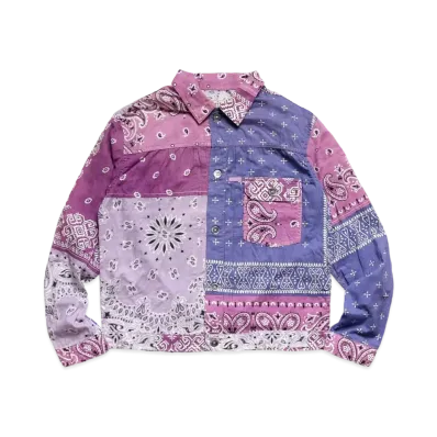 KAPITAL GAUZE BANDANA PATCHWORK 1ST JACKET "Light Purple"