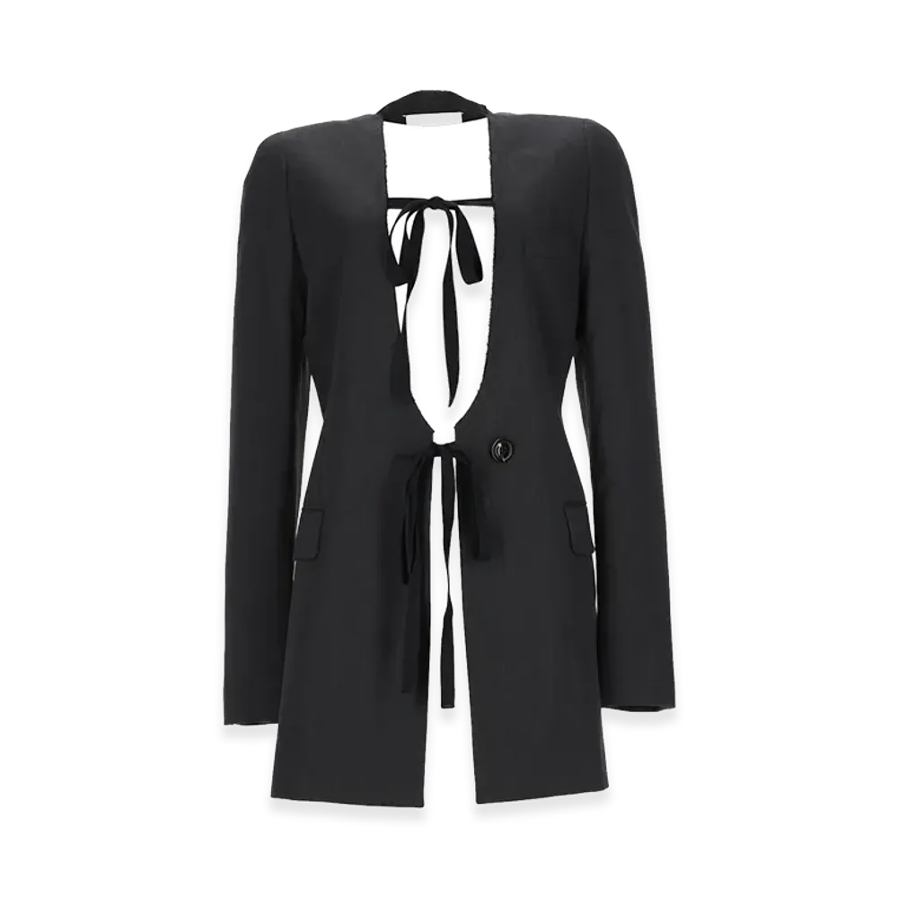 Maison Margiela Women's Anthracite Virgin Wool Jacket With Button "Gray"