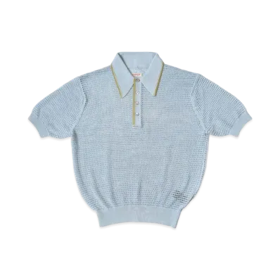 KAPITAL 12G Mesh Knit Carol Polo "Sax"
