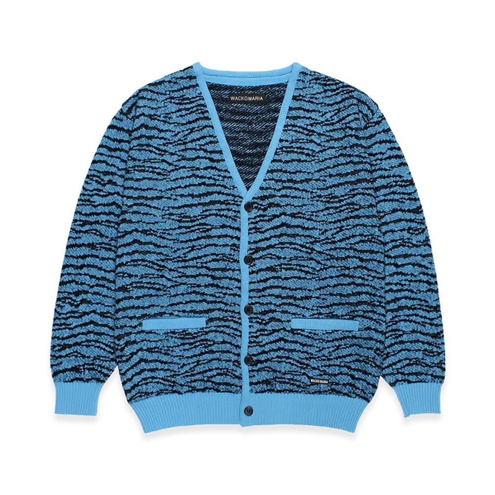 WACKO MARIA Tiger Jacquard Knit Cardigan "Blue"