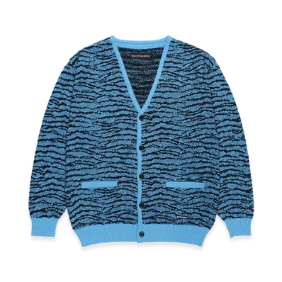 WACKO MARIA Tiger Jacquard Knit Cardigan "Blue"