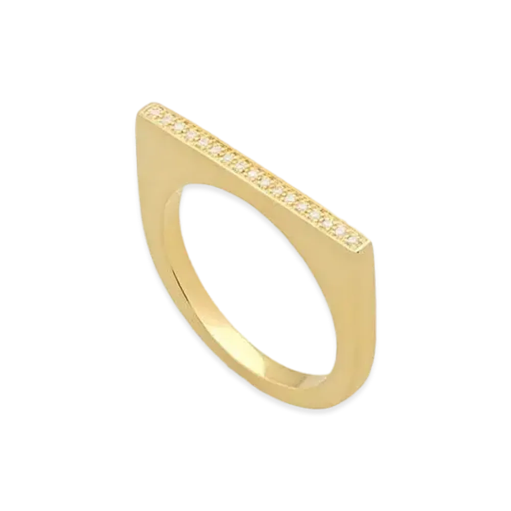TOMWOOD Sleek Ring Top Diamonds "Gold"
