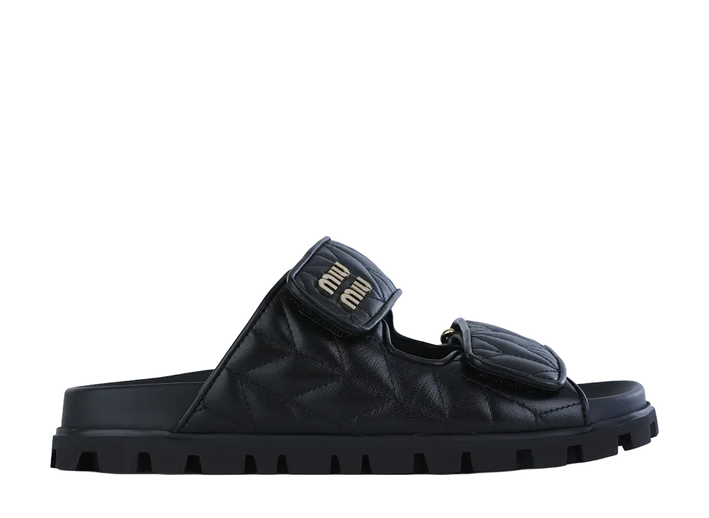 MIU MIU Women's Matelasse Nappa Leather Sandals "Black"