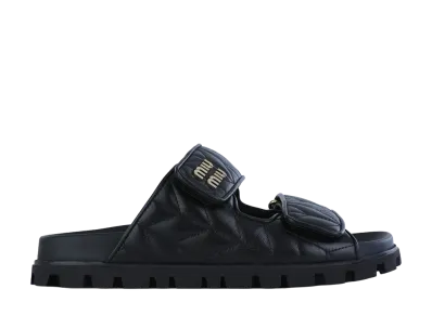 MIU MIU Women's Matelasse Nappa Leather Sandals "Black"