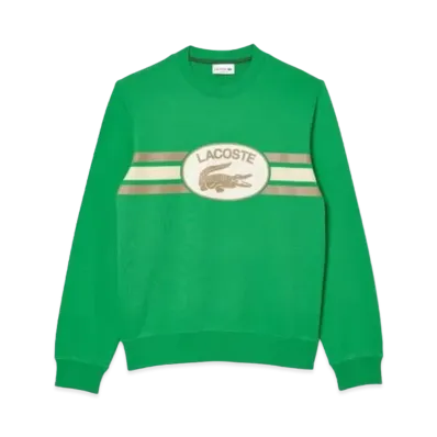 LACOSTE Monogram Layered Oval Logo Crew Neck Sweat "Green"