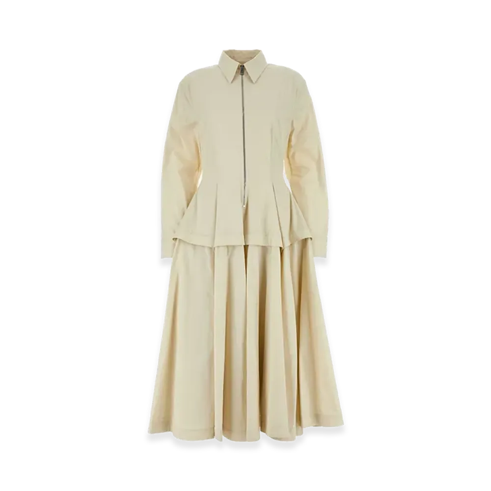 Bottega Veneta Women's Sand Cotton Blend Shirt Dress "Beige"