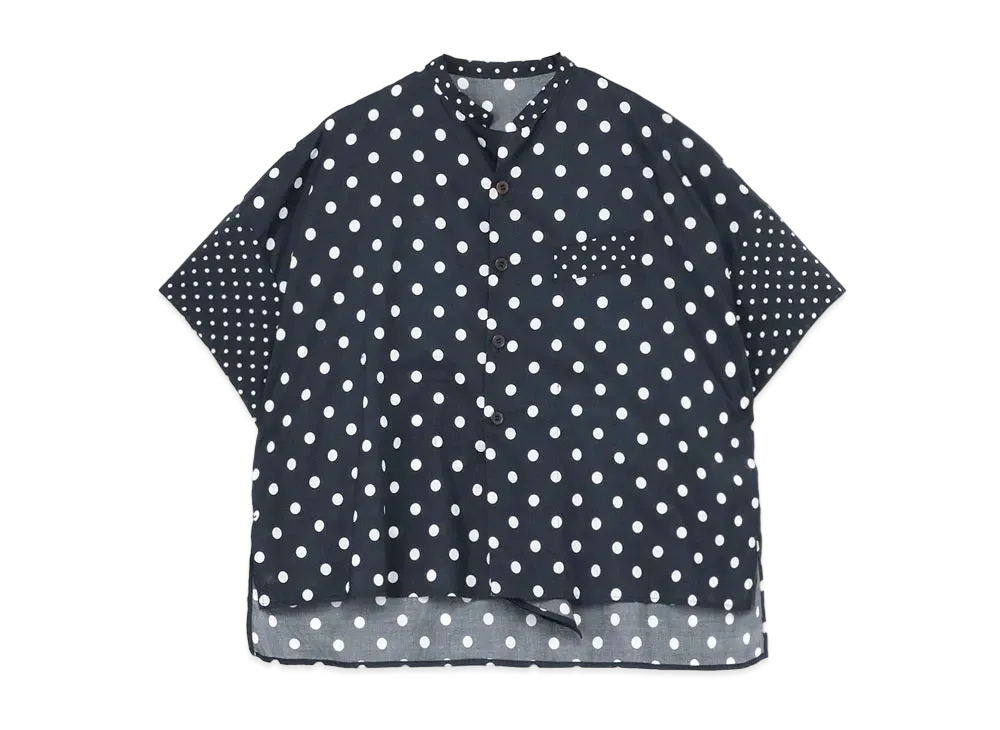 Yohji Yamamoto Y's 60S LAWN CLOTH DOT PRINT BOX SHIRT "Navy"
