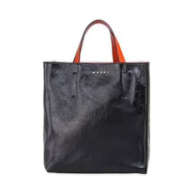 Marni Black Green Orange Tumbled Leather Museo Soft Bag "Black"