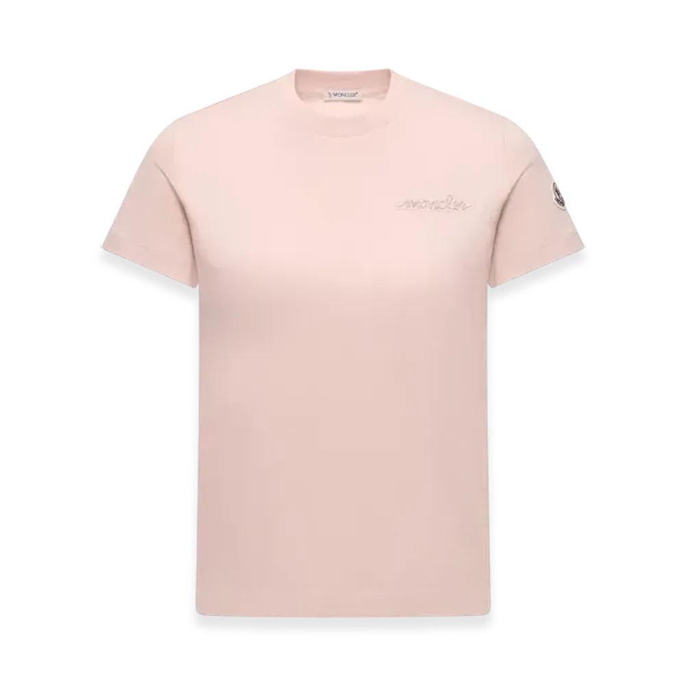 MONCLER Beaded Logo Cotton T-Shirt "Pink"
