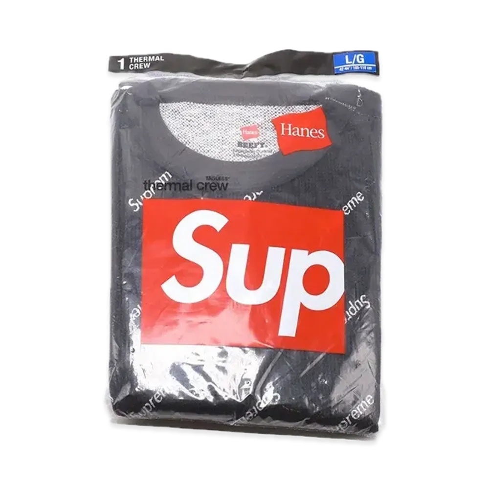 Supreme x Hanes Thermal Crew (1 Pack) "Black" (20FW)