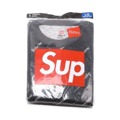 Supreme x Hanes Thermal Crew (1 Pack) "Black" (20FW)