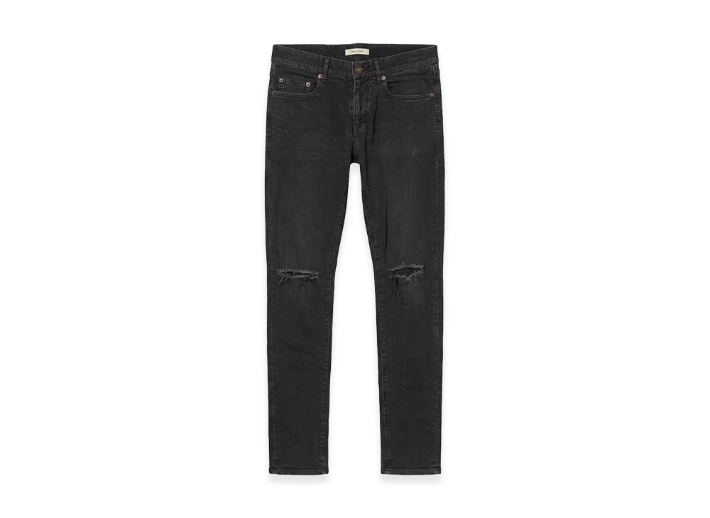 Saint Laurent Knee Distressed Skinny Jeans "Black"