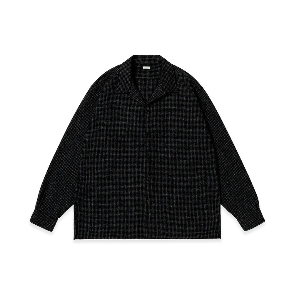 A.PRESSE Silk Nep Loop Collar Shirt "Black"