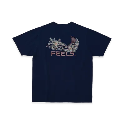 FEELS. Flower Logo Print T-Shirt "Navy"
