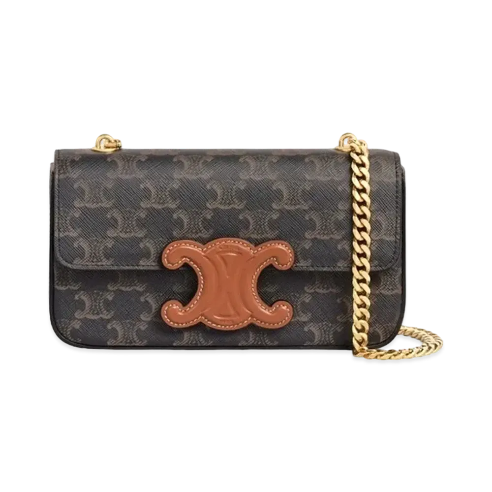 CELINE Chain Shoulder Bag Cuir Triomphe In Triomphe Canvas And Calfskin "Tan"
