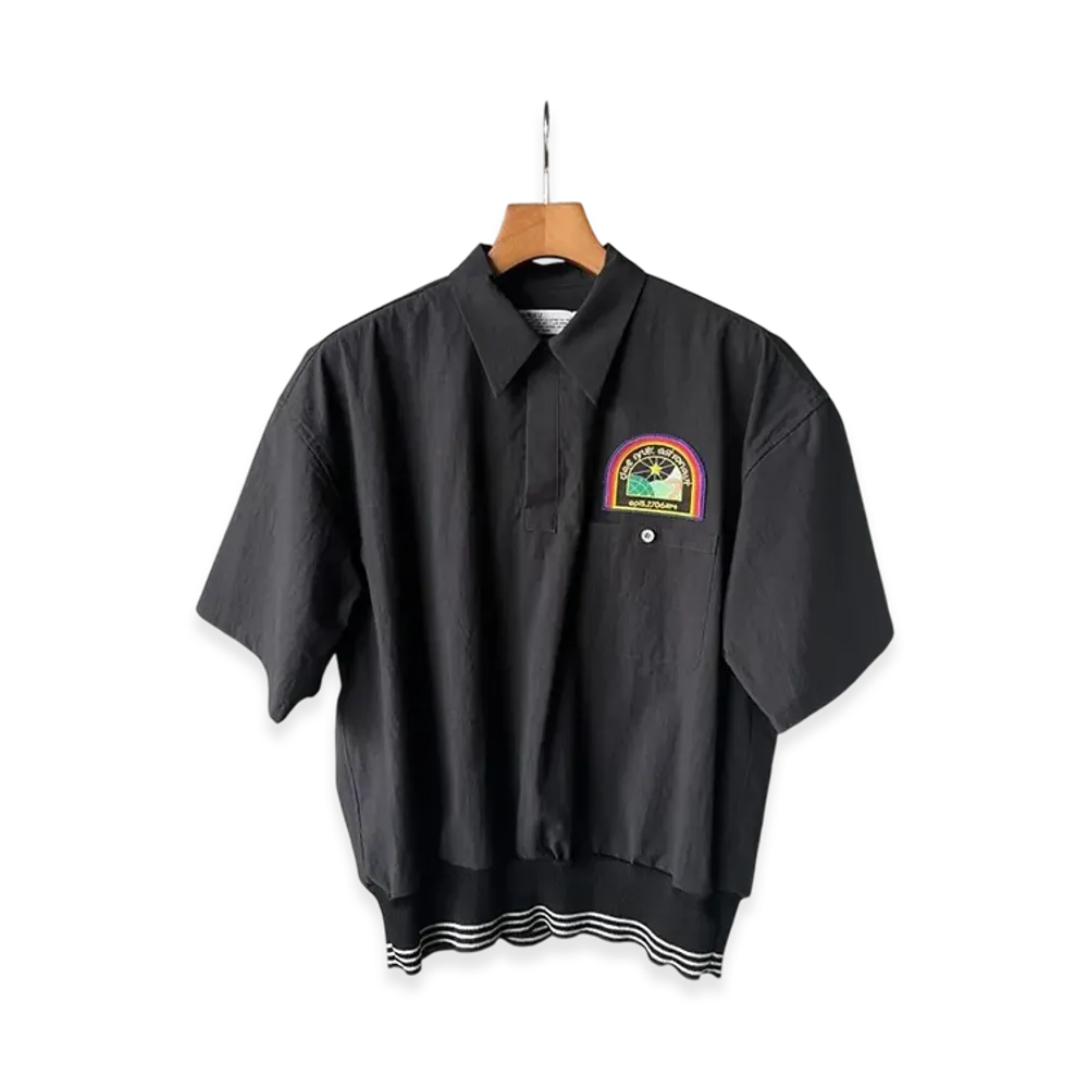 DAIRIKU Embroidary H-S Rib Shirt "Black"