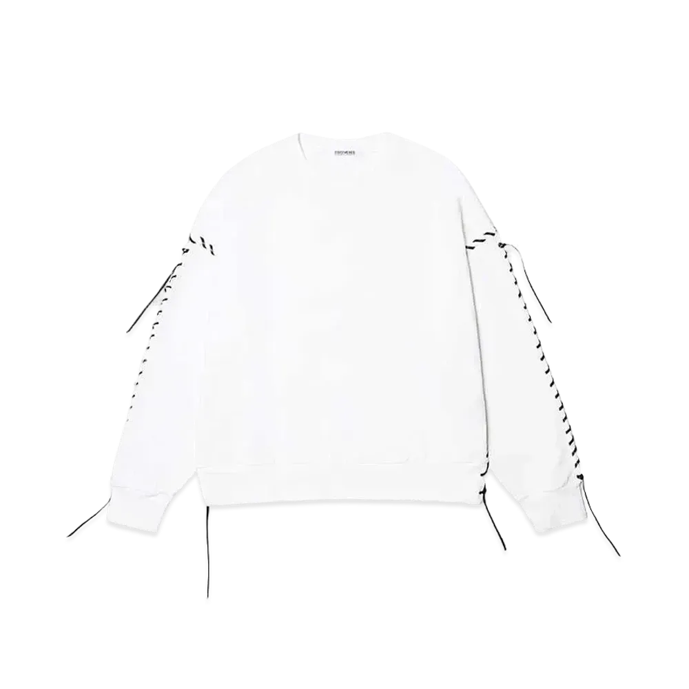 DISCOVERED LEATHER LOOPING SWEAT "WHITE"