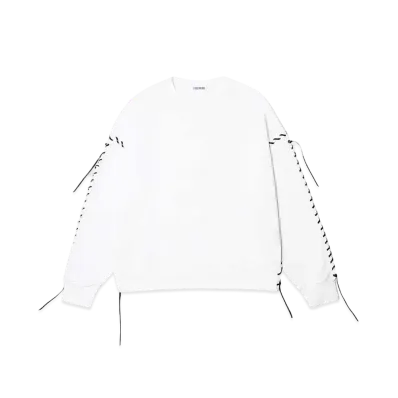 DISCOVERED LEATHER LOOPING SWEAT "WHITE"