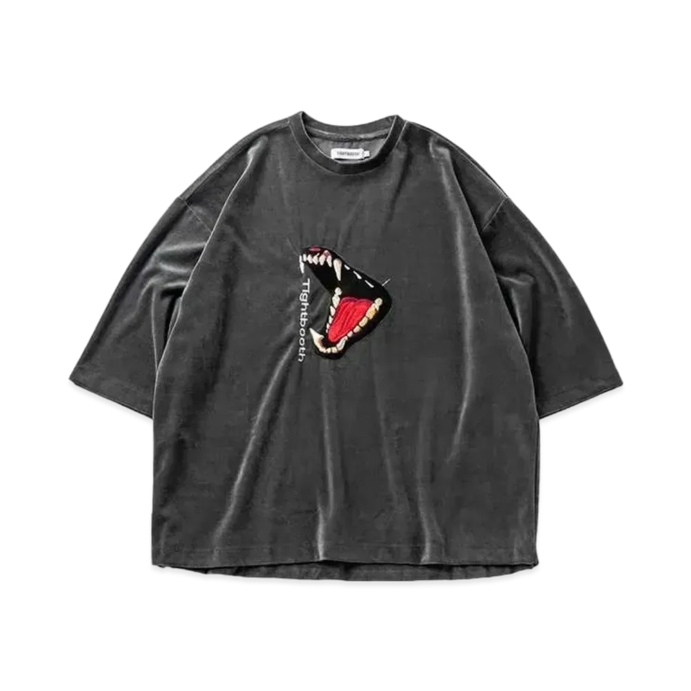 TIGHTBOOTH Bite Velour 3/4 Sleeve Tee "Charcoal"